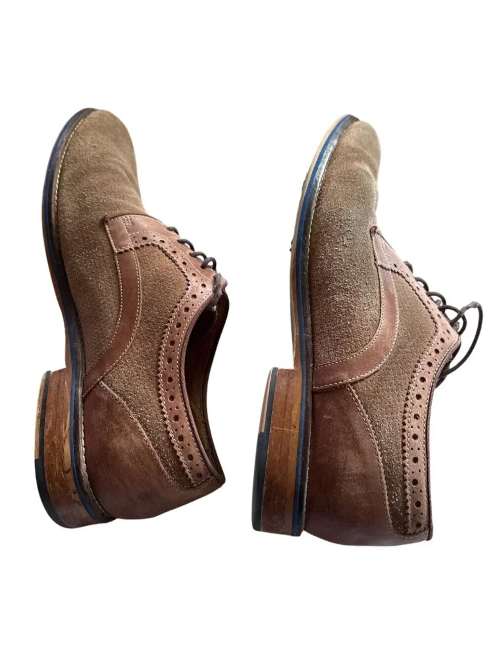 Johnston & Murphy Mens Brown Suede & Leather Wingtip Brogues Size 9